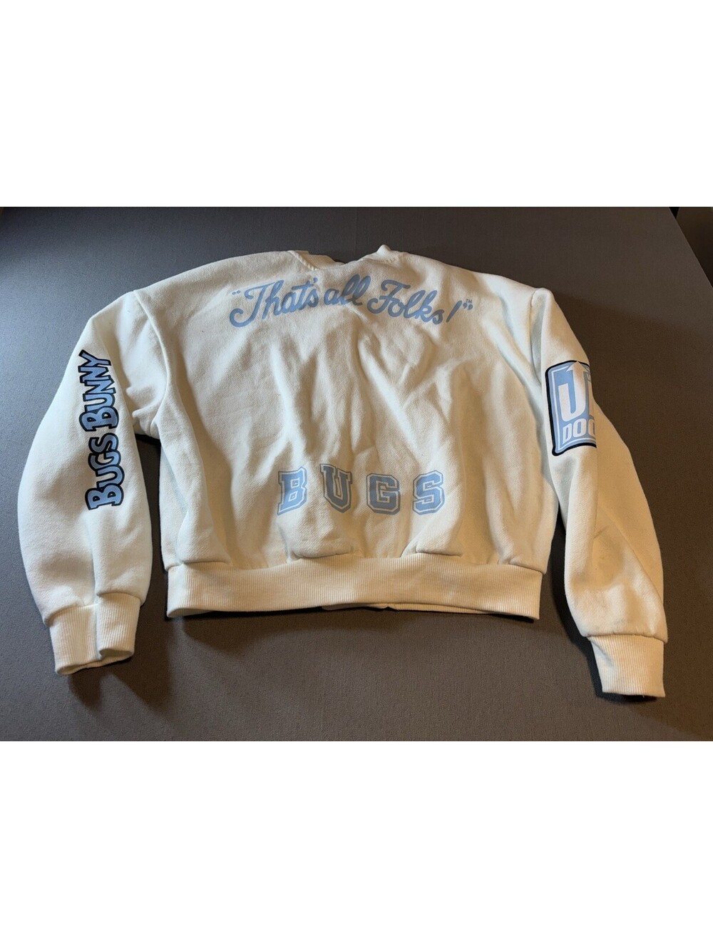 Looney Tunes Max Bugs Bunny Cropped College Button Up Sweater Women’s Small - Picture 12 of 15